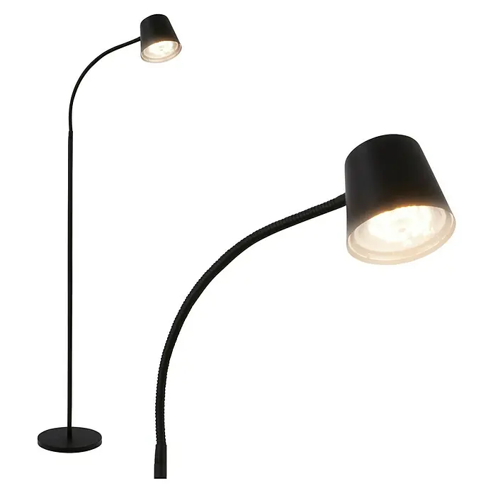 Brilo Akku-Stehleuchte Cielo - Warmweiß, 5,5 W, IP20 - Schwarze Stehlampe mit verstellbarem Arm und hellem LED-Licht für eine optimale Beleuchtung im Raum.