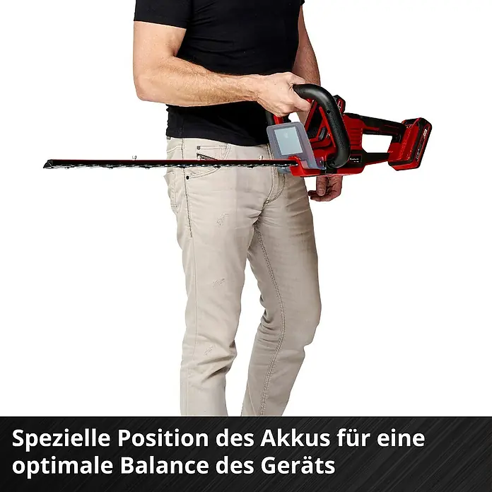Einhell Power X-Change 18V Akku-Heckenschere GE-CH 36/61 - 18 V, Li-Ionen, Ohne Akku, Schnittlänge: 61 cm - Spezielle Position des Akkus für eine optimale Balance der Heckenschere.