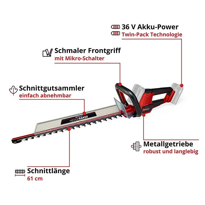 Einhell Power X-Change 18V Akumulatorske škarje za živo mejo GE-CH 36/61  (18 V, Li-ion, Brez baterije, Dolžina reza: 61 cm) | 7281 - Akkuheckenscheren  Marke | IAED - Heckenscheren | IAE - Gartenmotorgeräte | IA - Gartenhartware | I - Stadtgarten | BAUHAUS