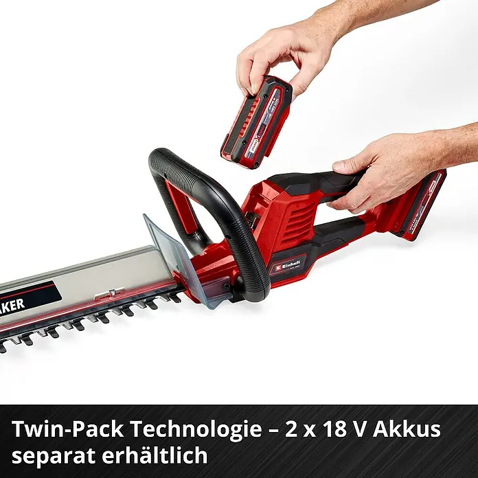 Einhell Power X-Change 18V Akku-Heckenschere GE-CH 36/61 - 18 V, Li-Ionen, Ohne Akku, Schnittlänge: 61 cm - Akkubetriebene Heckenschere von Einhell mit Twin-Pack Technologie, die separat erhältliche 18V Akkus benötigt.