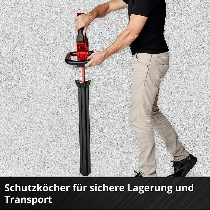 Einhell Power X-Change 18V Akku-Heckenschere GE-CH 36/61 - 18 V, Li-Ionen, Ohne Akku, Schnittlänge: 61 cm - Schutzvorrichtung für Heckenschere zur sicheren Lagerung und zum Transport.