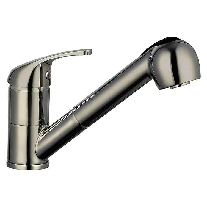 Camargue Spültischarmatur Aragon - Niederdruck, Edelstahl, Matt, Beweglichkeit Auslauf: Schwenkbar - Glänzender Küchenhahn mit Ausziehbrause, ideal für moderne Küchen. Praktisch und stilvoll.