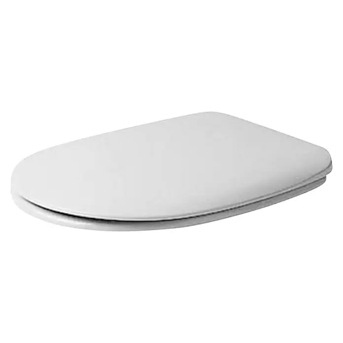 Duravit WC-Sitz Duraplus - Duroplast, Weiß, Ohne Absenkautomatik - Nahaufnahme eines weißen Toilettensitzes, der ein sauberes und minimalistisches Design für moderne Badezimmer zeigt.
