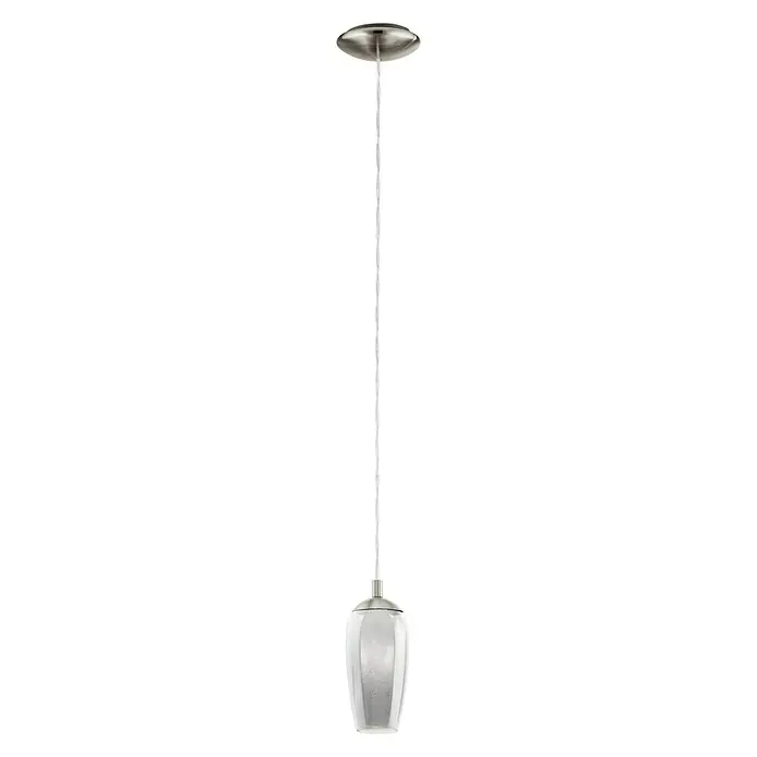 Eglo Lámpara colgante Farsala - 3 W, L x An x Al: 12,5 x 12,5 x 110 cm, Transparente, G9 - Una sola lámpara colgante con una elegante pantalla de vidrio en forma de lágrima y herrajes plateados.