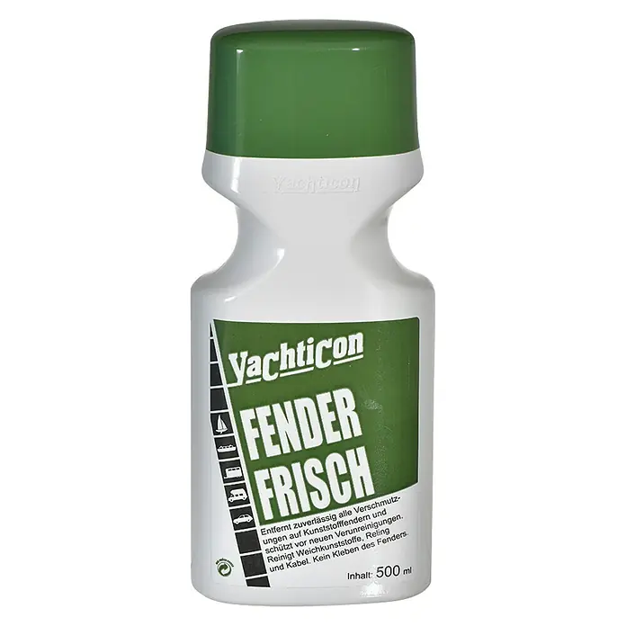 Yachticon Fender Frisch - Flüssig, 500 ml - Produktbild: Yachticon Fender Frisch Reiniger für zuverlässige Reinigung von Kunststofffendern und Schutz vor Verschmutzungen, 500 ml Inhalt.