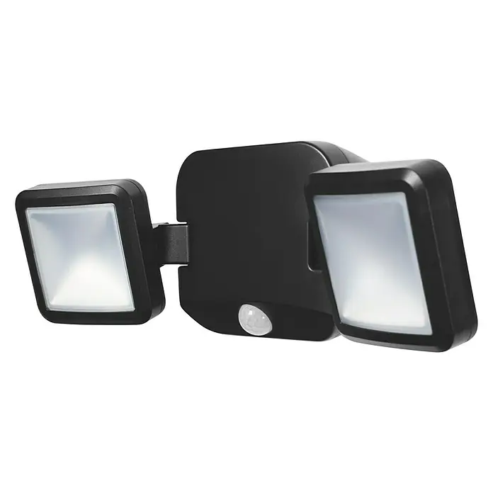 Ledvance LED-Sensor-Außenwandstrahler Double10 W, Schwarz, Bewegungsmelder - Abbildung einer schwarzen LED-Sicherheitsleuchte mit Bewegungssensor, ideal für den Außenbereich.