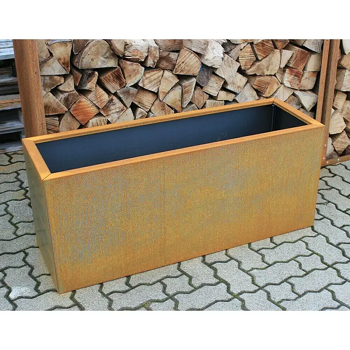 Palatino Exclusive Line Pflanzkübel eckig Lotte80 x 40 x 50 cm, Cortenstahl, Rotbraun - Rostfarbener Pflanzkasten aus Metall, ideal für Garten und Terrasse. Robuste Bauweise für den Außenbereich.