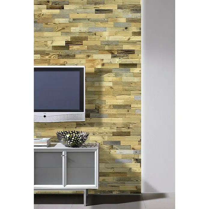 Wodewa Holzriemchen 200 Original Kiefer Altholz - 200 x 50 mm, Stärke: 4 mm - 11 mm, 1 m² - Wandpaneele aus Holz in verschiedenen Farbtönen, die eine rustikale und moderne Ästhetik verleihen. Ideal für Wohnzimmer, Schlafzimmer oder Büros.