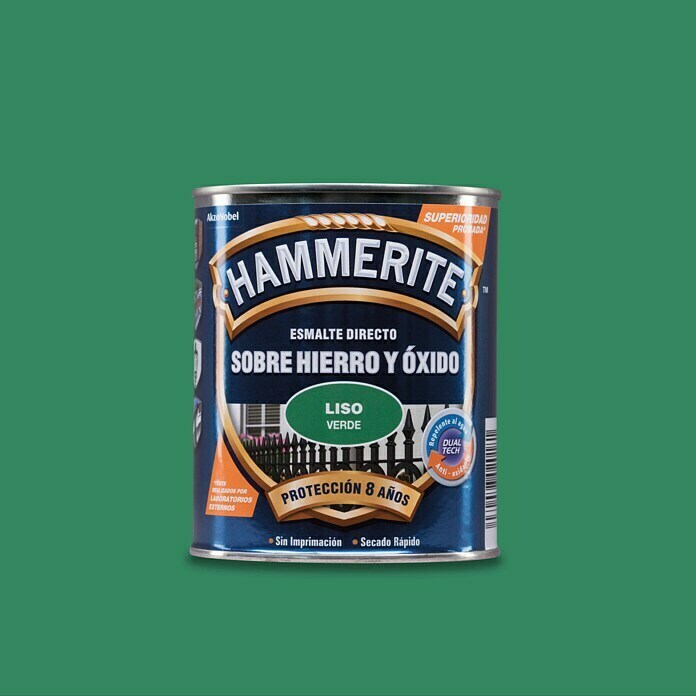 Hammerite Esmalte para metal Hierro y óxido (Verde, 750 ml, Brillante)