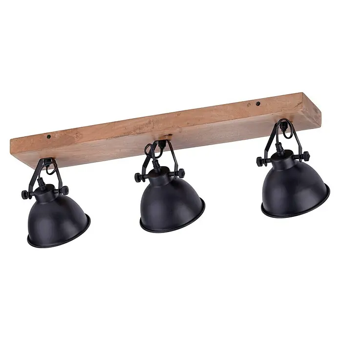 Just Light Samia Deckenstrahler - 120 W, L x B x H: 74 x 15 x 22,5 cm, Schwarz, Braun, E14 - Diese Deckenleuchte mit drei Strahlern in Schwarz und Holz ist ein echter Hingucker. Perfekt für Wohnzimmer, Esszimmer und Schlafzimmer.