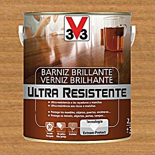 V33 Barniz para madera Brillante Ultra Resistente (Roble oscuro, Brillante, 2,5 l)