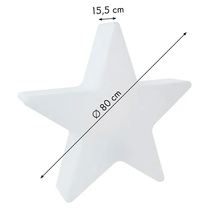 8 Seasons Design Shining LED-Stern Star - Weiß, Durchmesser: 80 cm, Polyethylen, 9 W - Weiße Sternlampe mit den Maßen 80 cm Durchmesser und 15,5 cm Dicke.