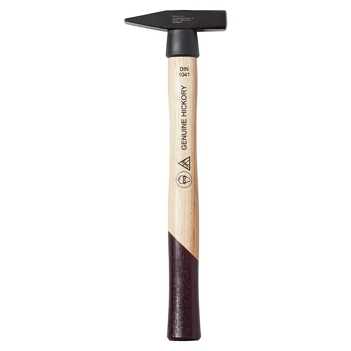 Wisent Schlosserhammer - 100 g, Holz Hickory - Bild eines Schlosserhammers mit einem Kopf aus schwarzem Stahl und einem Griff aus Hickoryholz.