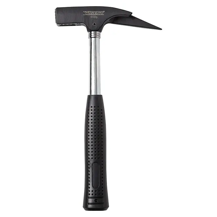 Wisent Zimmermannshammer - 600 g, Stahlrohr, Magnetischer Nagelhalter - Ein schwarzer Schonhammer mit einem silbernen Griff und einem strukturierten, ergonomischen Griff für sicheres Arbeiten.