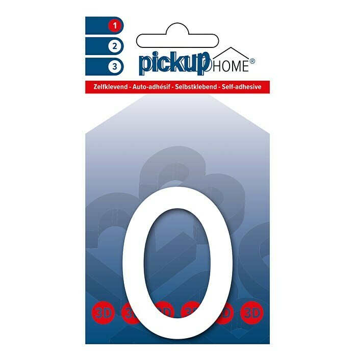 Pickup 3D Home Hausnummer Rio (Höhe: 6 cm, Motiv: 0, Weiß, Kunststoff, Selbstklebend)