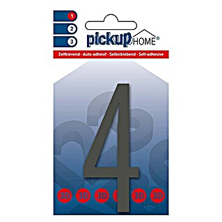 Pickup 3D Home Huisnummer Oslo (Hoogte: 9 cm, Motief: 4, Grijs, Kunststof, Zelfklevend)