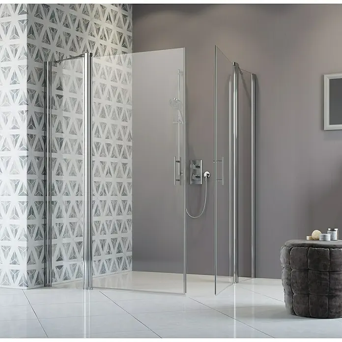 Camargue Vario Duschwand-Seitenteil S16 - B x H: 60 x 191,5 cm, Beschichtet, Silber - Elegantes Duschsystem mit klaren Glaswänden und chromfarbenen Beschlägen, das modernes Design und Funktionalität vereint.\n