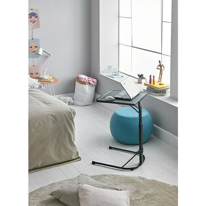 Mesa de TV blanca para sofá y cama, mesa plegable portátil para  comer/trabajar/leer, altura ajustable, fácil de instalar