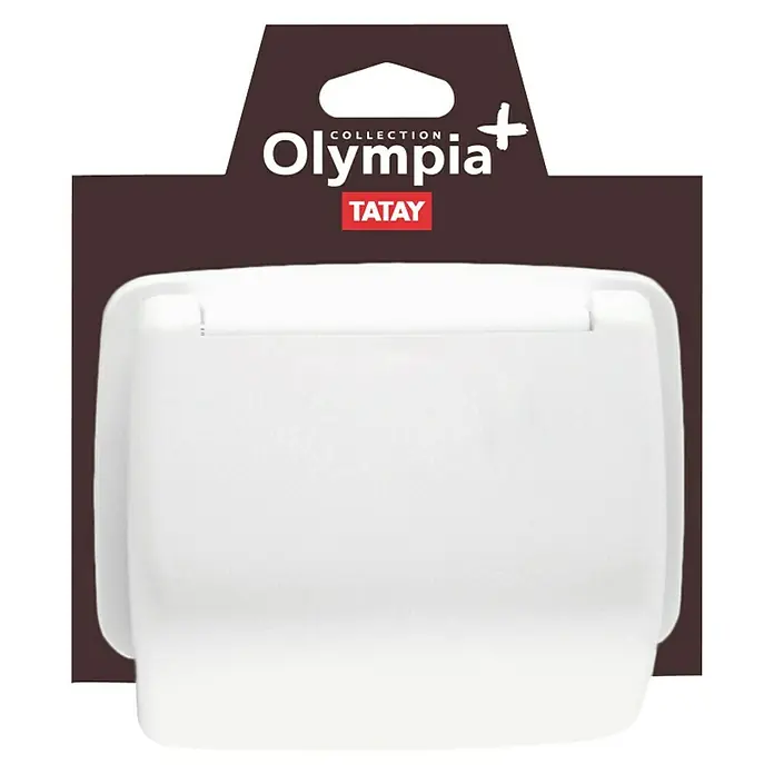 Tatay Portarrollos papel higiénico - Con tapa, Blanco, Polipropileno - En la imagen se muestra un portarrollos de papel higiénico Olympia+ blanco de Tatay. Accesorios de baño prácticos y modernos para cada baño.