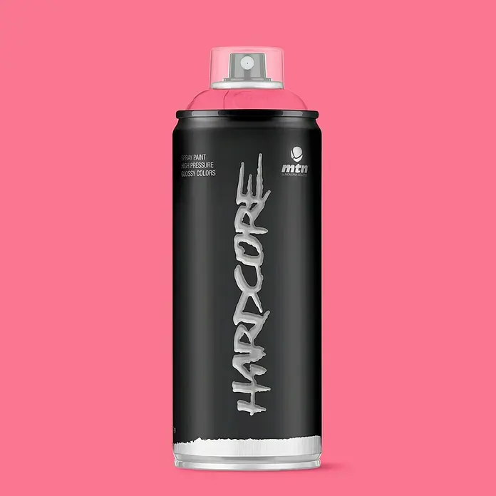mtn Pintura decorativa en spray Hardcore - Rosa Erika, Brillante, 400 ml - Bote de spray MTN Hardcore negro y rosa, ideal para grafiti y proyectos artísticos. Pintura de alta calidad para resultados duraderos y brillantes.