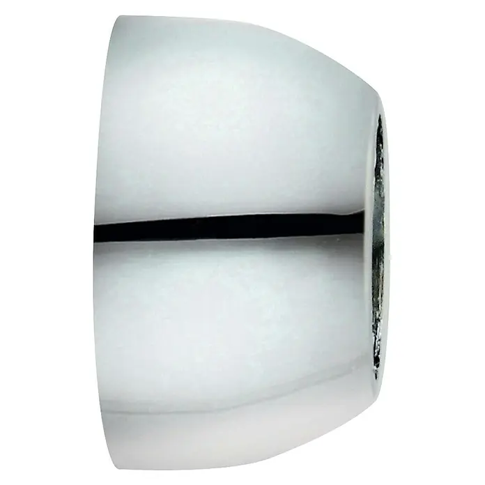 Expo Ambiente Trägerverlängerung - Chrom, Geeignet für: Gardinenstangen Ø 20 mm - Nahaufnahme eines glänzenden, verchromten Ventilkopfes, der durch sein modernes Design und die reflektierende Oberfläche besticht.