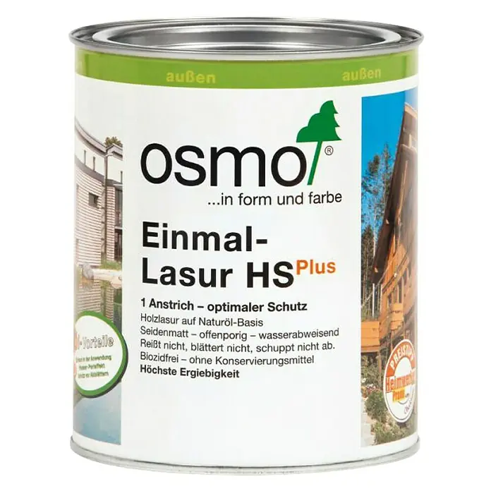 Osmo Holzlasur HSPlus 9212 - Silberpappel, 750 ml, Seidenmatt - Dose Osmo Einmal-Lasur HS Plus für den Außenbereich. Holzlasur auf Naturöl-Basis für optimalen Schutz und höchste Ergiebigkeit.