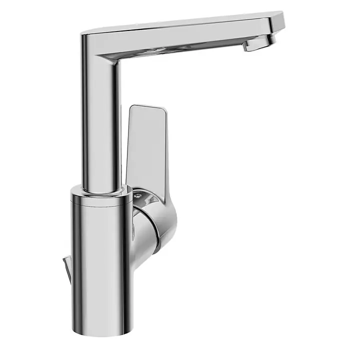 Hansa Twist Waschtischarmatur I - Mit Zugstange, Chrom, Glänzend - Ein glänzender, moderner Wasserhahn aus Chrom. Sein minimalistisches Design macht ihn zu einem Blickfang im Badezimmer.