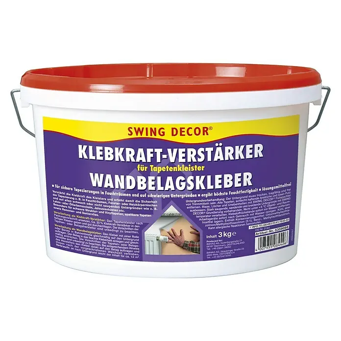 Swing Decor Klebkraft-Verstärker - 3.000 g, Lösemittelfrei - Ein Eimer Swing Decor Klebkraft-Verstärker Wandbelagskleber, ein lösemittelfreier Tapetenkleister zur sicheren Anbringung von Wandbelägen.