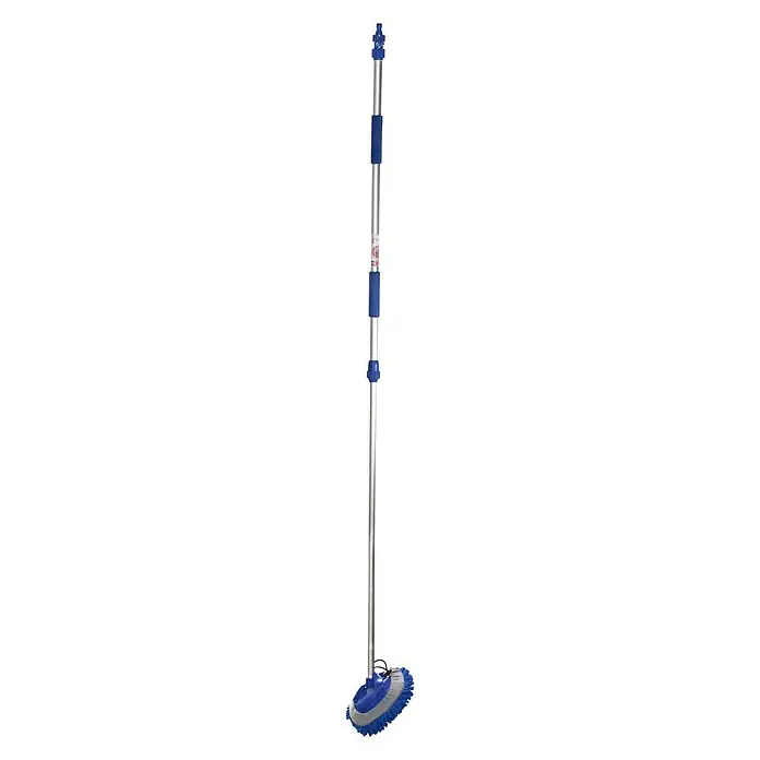 Yachticon Mikrofaser-Waschbürsten-Set - Länge Stiel: 90 cm - 168 cm, Mit Wasserdurchlauf - Ein blauer und grauer Auto-Waschmopp mit Teleskopstiel für eine gründliche und bequeme Reinigung.