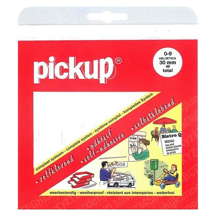 Pickup Sticker (96 x cijfersticker, Wit, Hoogte: 30 mm)