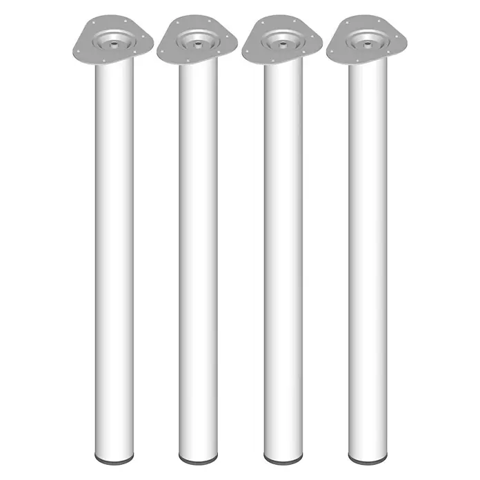 Element System Set de patas de mueble Toskana - Ø x Al: 6 x 80 cm, Capacidad de carga: 75 kg, Acero, 4 ud., Blanco - Cuatro patas de mesa metálicas con placa de montaje triangular. Ideales para proyectos DIY y decoración del hogar.
