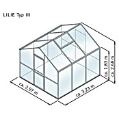 KGT Gewächshaus Lilie III (3,23 x 2,97 m, Polycarbonat, 10 mm, Anthrazit)