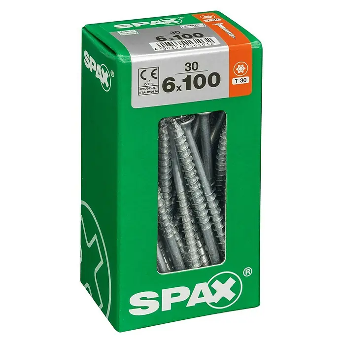 Spax T-Star plus Universalschraube T-Star plus - Ø x L: 6 x 100 mm, WIROX Oberfläche, T-Star plus, 30 Stk. - Packung SPAX Universalschrauben 6x100 mm mit Senkkopf und T-STAR plus Antrieb für vielfältige Anwendungen im Innenbereich.