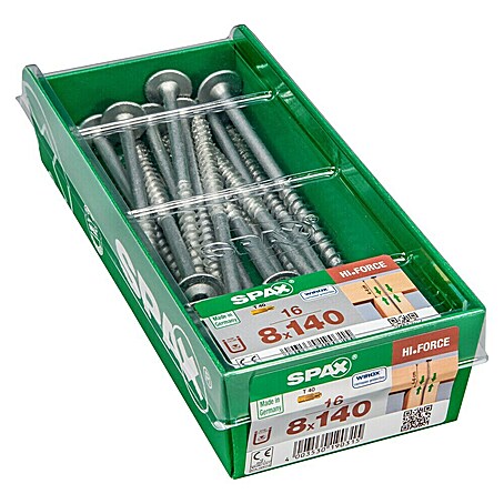 Spax HI FORCE Tellerkopfschraube . (Ø x L: 8 x 140 mm, WIROX Oberfläche, T-Star plus, 16 Stk.)