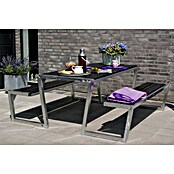 Plus Sitzgruppen-Set Zigma (3-tlg., Schwarz/Silber, Ohne Rückenlehne)