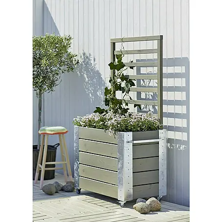 Plus Pflanzkasten Cubic - Graubraun, 87 x 50 x 155 cm, Mit Rankgitter  online kaufen bei BAUHAUS