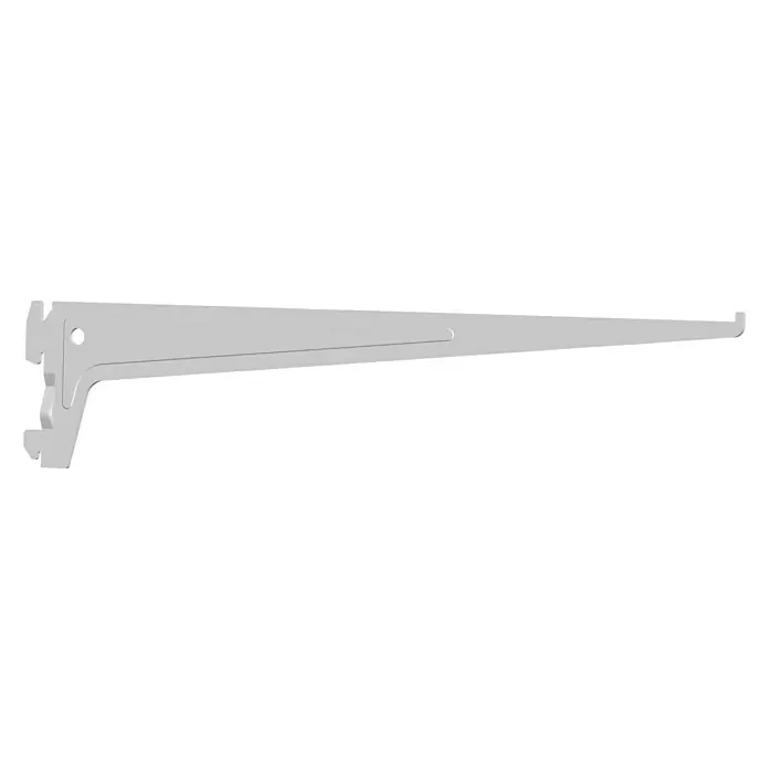 Element System Pro-Träger S 50Länge: 40 cm, Weiß, Belastbarkeit: 60 kg - Abbildung einer stabilen, grauen Regalschiene zur sicheren Befestigung von Regalböden. Ideal für Ordnung und Stauraum.