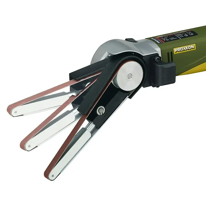 Proxxon Micromot Lijadora de banda eléctrica BS/E - 80 W - Aquí hay una imagen detallada de una lijadora de banda PROXXON, ideal para lijar diversas superficies con su diseño compacto.