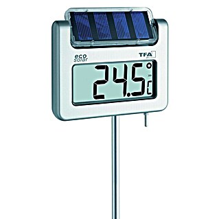 TFA Dostmann Gartenthermometer 'Avenue' Digital Solar (Digital, L x B x H: 1.145 x 40 x 175 mm, Silber)