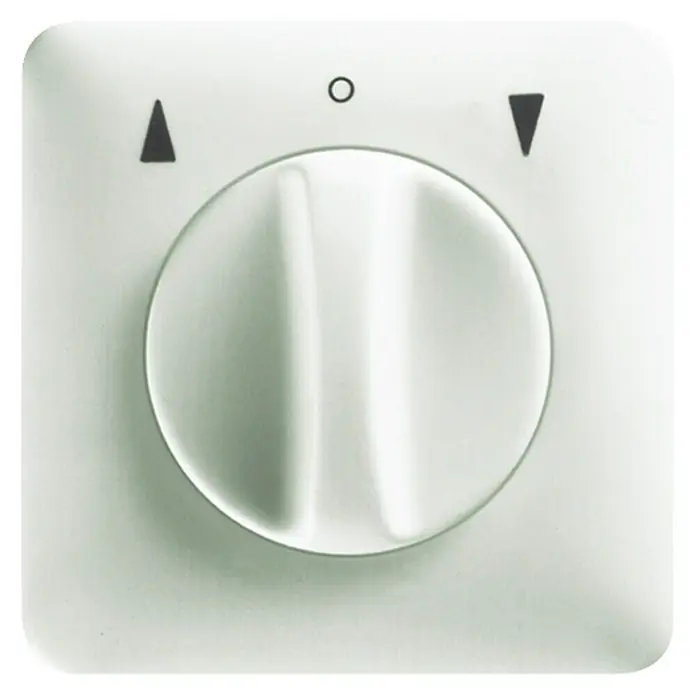 Schellenberg Interruptor para persianas 23006 - Blanco, Para interior - Primer plano de un dial blanco con marcas negras montado en un dispositivo.