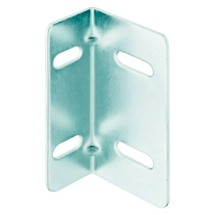 Stabilit Conector del panel trasero - L x An x Al: 60 x 15 x 30 mm - Primer plano de un soporte angular cincado con orificios de montaje. Ideal para reforzar esquinas y juntas.