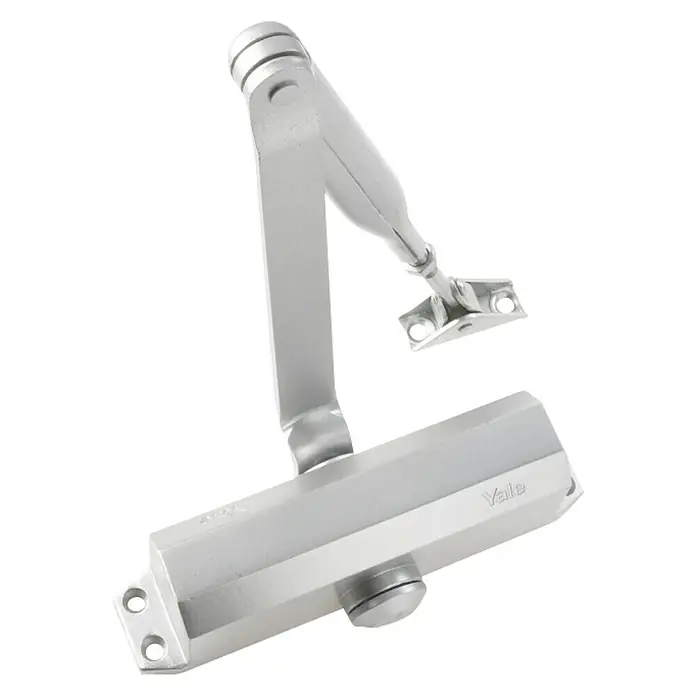 Yale Cerrador de puertas hidráulico 3000 - L x An x Al: 18 x 4,4 x 6,5 cm, Plateado - Cierrapuertas Yale plateado, apto para varios tipos de puertas, asegura un cierre automático y controlado, mejorando seguridad.