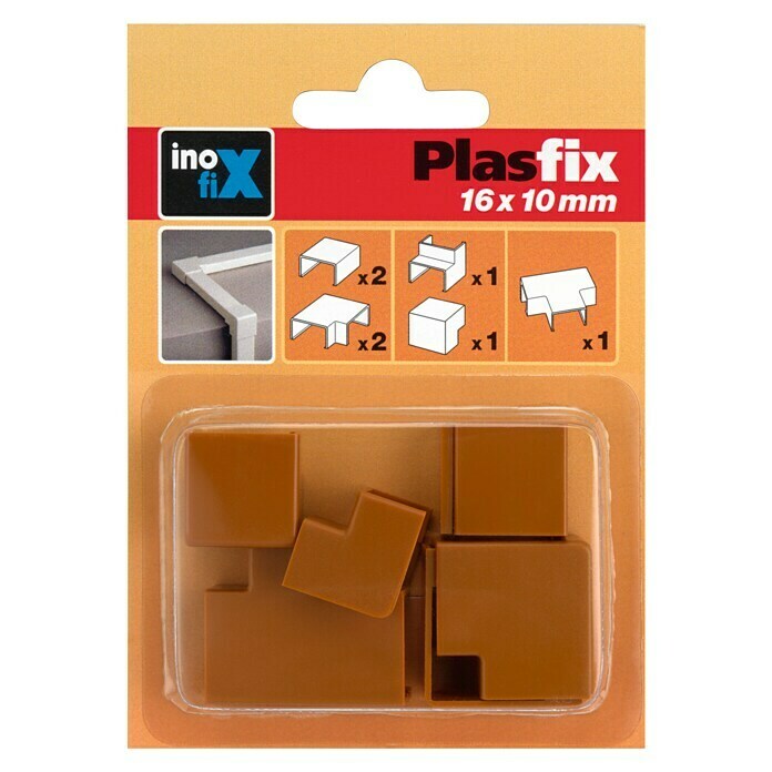 Inofix Plasfix Kit de accesorios para canaleta (Cerezo, An x Al: 1,6 x 1 cm, 7 uds.)
