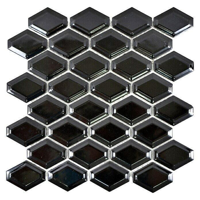 Mozaïektegel Diamant CG MD 5BG (25,2 x 26,5 cm, Zwart, Glanzend)