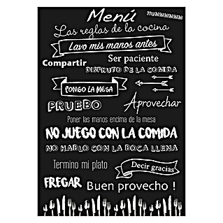 Vinilo de pared Regla cocina (Escrituras, Negro/Blanco, 68 x 48 cm, 1 pzs.)