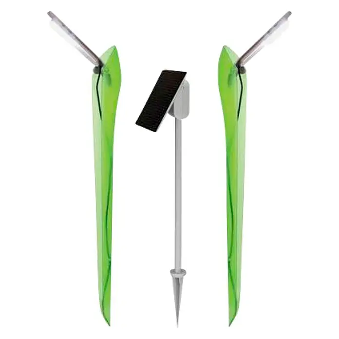 Lutec Estaca solar 2 + panel solar Sun Connec -  - Luces solares de jardín en forma de hojas verdes y una célula solar para el jardín.