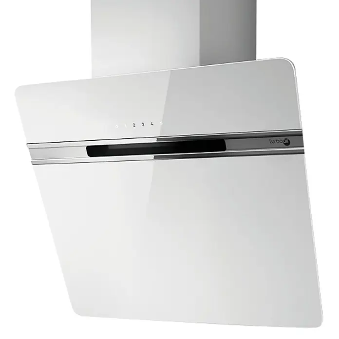 Turboair Campana extractora Thunder - Ancho: 60 cm, 757 m³/h, Blanco - Campana extractora blanca elegante con detalles cromados y controles táctiles. Ideal para cocinas modernas, potente y silenciosa.