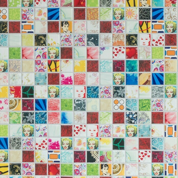 Mozaïektegel Quadrat Mix CG STAR (30 x 30 cm, Meerkleurig, Glanzend)