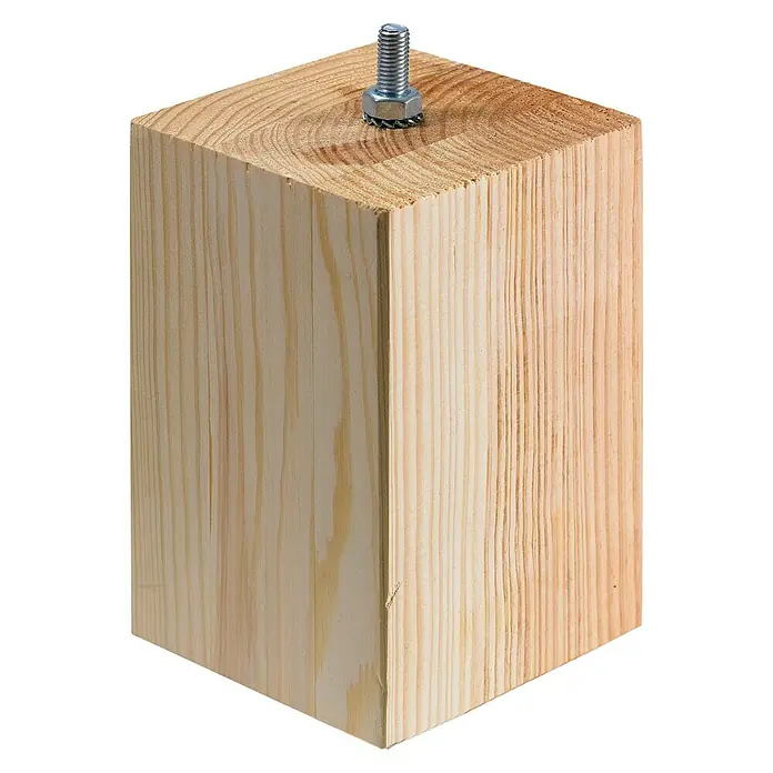 Hettich Möbelfuß Brema - L x B x H: 9 x 9 x 15 cm, Traglast: 50 kg, Holz - Würfelförmiges Möbelbein aus hellem Holz mit einer Schraube oben, ideal für DIY-Möbelprojekte und zur individuellen Gestaltung von Möbeln.