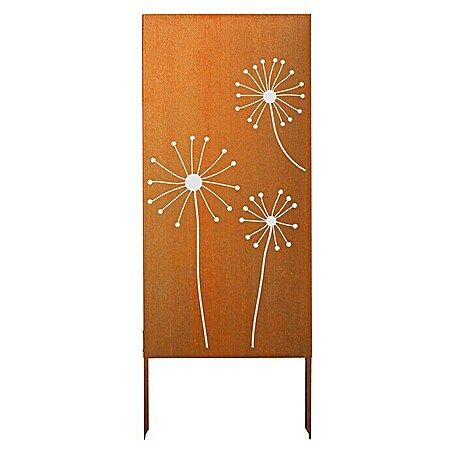 Palatino Space Vertical Sichtschutzelement Stella (87 x 180 cm, Cortenstahl, Motiv: Blüten, Edelrost)